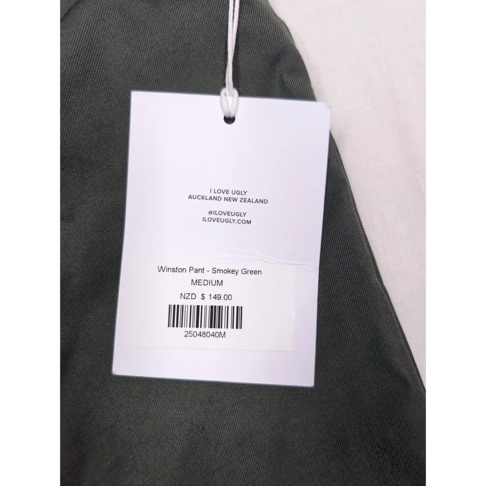 I Love Ugly Men's Medium Winston Pant Smokey Green Loose Tailored 32x29 New